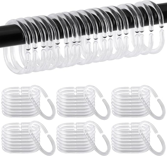 48Pcs Plastic Shower Curtain Hooks C Shaped Shower Curtain Clear Rings