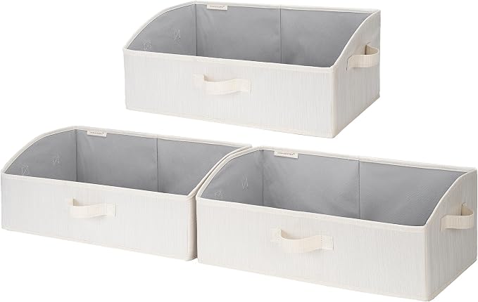 StorageWorks Closet Storage Bins Trapezoid, Mixing of Beige, Large, 3-Pack | Closet Baskets for Shelves, Trapezoid Storage Bins, Closet Organizers and Storage, Clothes Organizing Bins