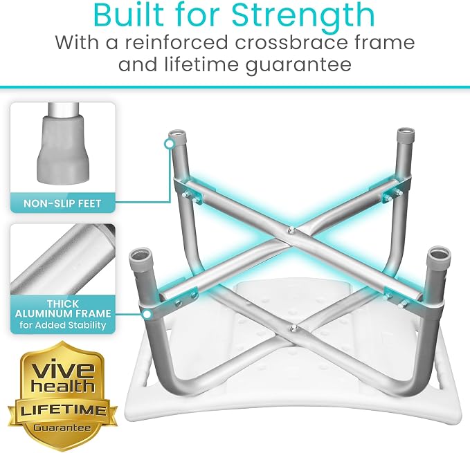 Vive Heavy Duty Bariatric Shower Chair | Bath Stool & Bathtub Seat for Inside Tub Elderly, Seniors, Handicap & Disabled Adults- Non-Slip, Adjustable, Supports 550 lbs