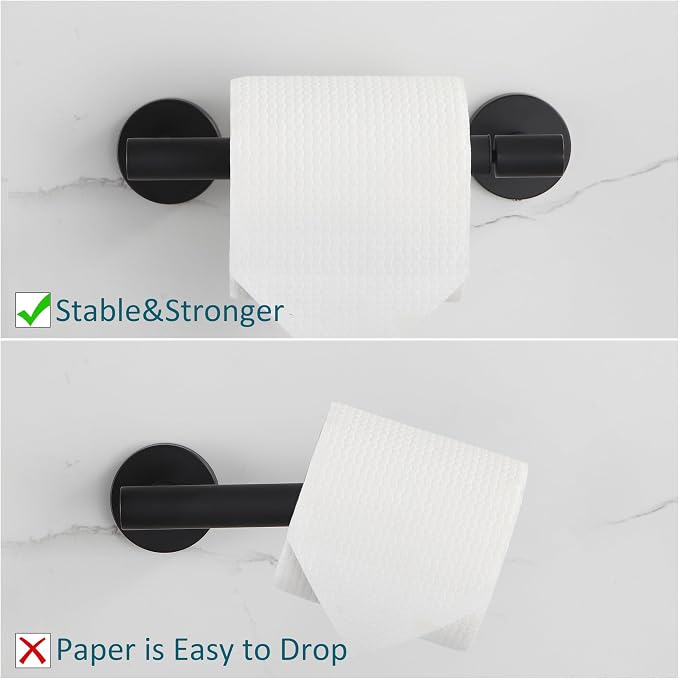 Toilet Paper Holder Matte Black Wall Mount Stainless Steel 304 Large Mega Roll