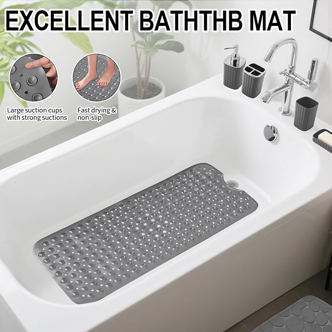 XLHOMO 26PC Bathroom Accessories Set - Gorgeous Grey Bathroom Set, Bathroom Accessory Set, Shower Curtain Set with Bathtub Mats for Shower Tub, Trash Can & Soap Dispenser