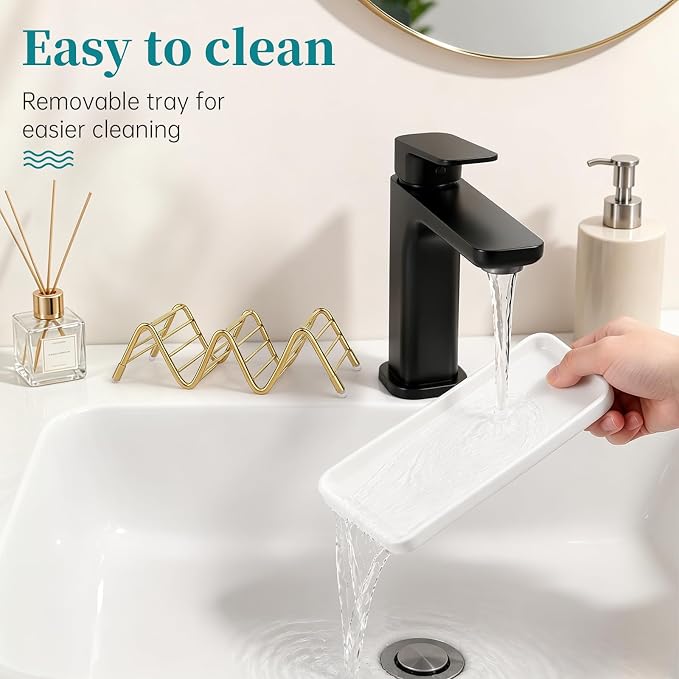 Stainless Steel Soap Dish Draining Soap Holder with Ceramic Tray, Gold | Reversible Design Fits 2-3 Bars, Rustproof, Easy to Clean, Space Saving, Non Slip, for Bathroom, Shower, Kitchen