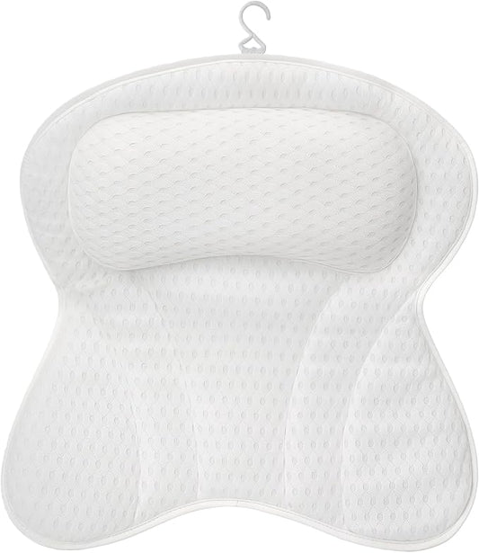 Luxury Bath Tub Pillows for Head and Neck, 4D Breathable Air Mesh Bath Pillow with Non-Slip Suction Cups, Ergonomic Back Support Spa Gifts