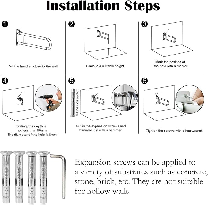 24 Inch Toilet Grab Bar Flip Up Aluminum Alloy Handicap Rails Grab Bars Toilet Rail Bathroom U Shaped and Wall Mount Safety for Seniors Elderly Disabled Pregnant Injured Patients-Metallic