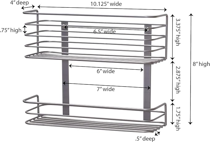 Household Essentials 1228-1 Double Basket Door Mount Cabinet Organizer | Mounts to Solid Cabinet Doors or Wall