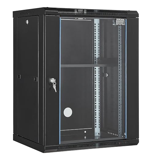 VEVOR 15U Wall Mount Network Server Cabinet, 14.8'' Deep, Server Rack Cabinet Enclosure, 500 lbs Max. Ground-Mounted Load Capacity, with Locking Glass Door Side Panels, for IT Equipment, A/V Devices
