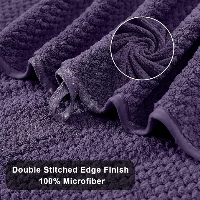 8-Piece Purplr Bath Towels Set,2 Oversized Large Bath Towels Sheet,2 Hand Towels and 4 Washcloths - 600 GSM Soft Luxury Towel Set,Highly Absorbent Quick Dry Towel Collection for Bathroom,Hotel and Spa