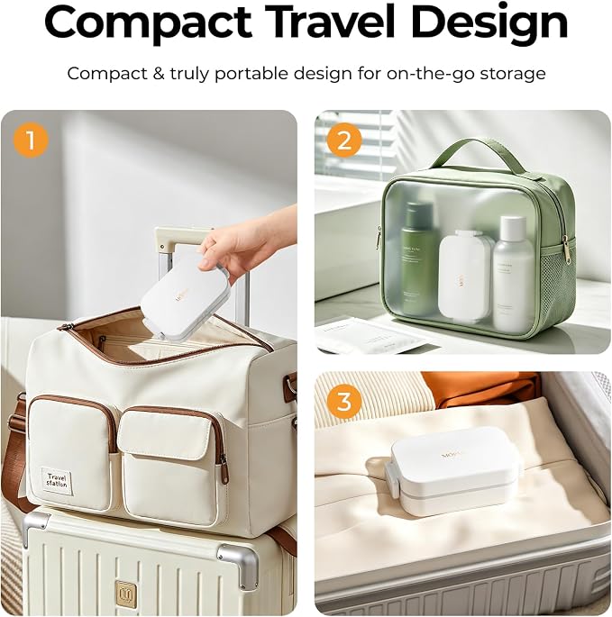 MOPMS Travel Soap Case, Leakproof with Clasps & Silicone Seal for Traveling | Soap Holder Travel Case with Drain Tray for Gym, Bathroom, Portable Travel Soap Container Fits Most Soaps, Durable PC, White