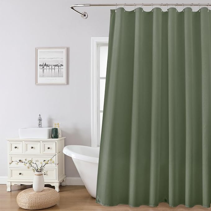 1 Pack Water-Repellent Fabric Shower Curtain Liner, 72x72 SageGreen | 100% polyester, 3 Magnets, Rustproof Grommets&Weighted Hem, quick-dry,machine washable, hotel quality for Standard bathroom
