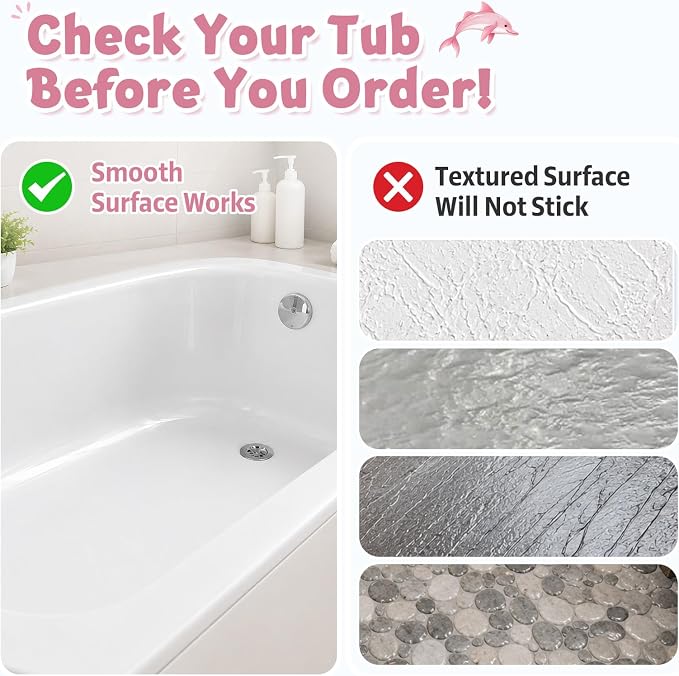 Baby Bath Mat for Tub Non Slip Kids, BPA Free Extra Long Bathtub Mat 40x16 with Drain Holes and 200 Suction Cups, Non Toxic Machine Washable Toddler Bath Mat, Eco-Friendly Certified