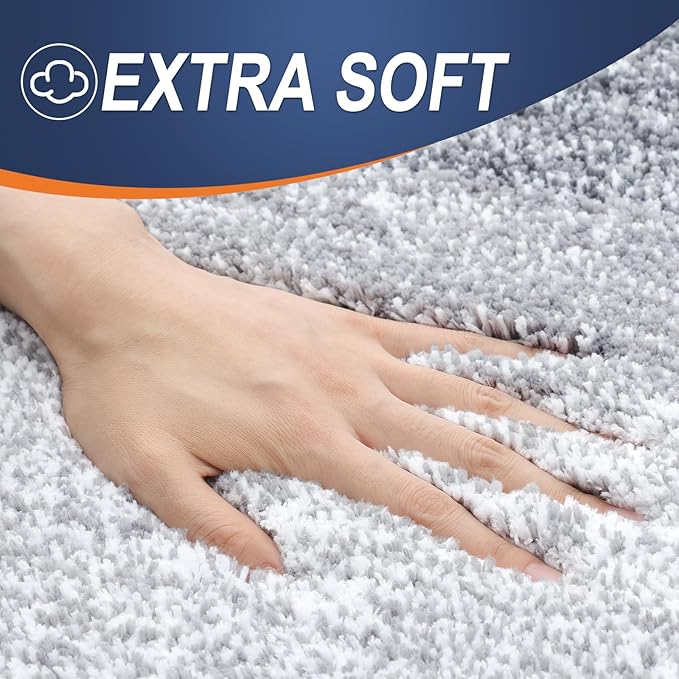 OLANLY Bathroom Runner Rug 44x24, Extra Soft Absorbent Microfiber Bath Rugs | Light Grey, Non-Slip Quick-Drying Rubber Backing, Washable Long Bath Mat for Floor, Tub and Shower, Home Decor