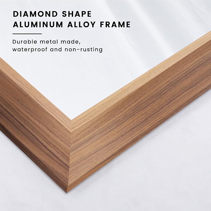 Bathroom Mirror for Wall, 48 X32 Inch (Walnut Wood Grain) | Metal Framed, HD Reflection, Anti-Rust, Hang Horizontally/Vertically, Suitable for Bedroom, Farmhouse, Bathroom, Entryway