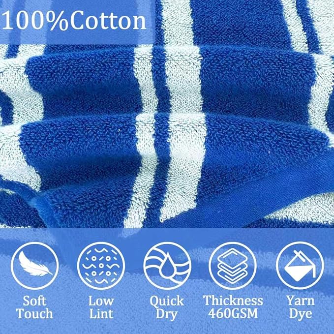 VOOVA & MOVAS Kids Hooded Poncho Towel, 4-8 Years, 100% Cotton,Blue Stripe | 27.5"x27.5" Size, Jacquard Stripe Craft, Soft, Absorbent & Quick Dry, for Bathroom, Pool, Beach and Swimming
