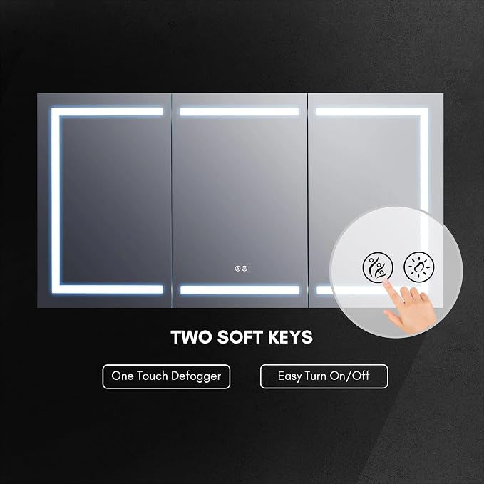 Blossom LED Lighted Bathroom Medicine Cabinet Mirror, Defogger, 60x32 | Bathroom Storage Cabinet, Medicine Cabinets Organizer, Vanity Mirror with Storage, Recessed/Surface Mount, Adjustable Shelves