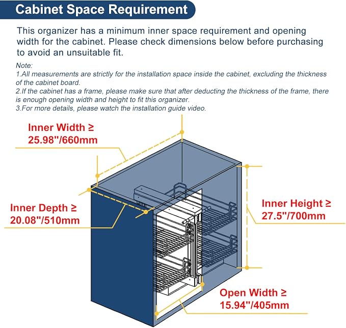 VADANIA Blind Corner Pull Out Organizer for 36" Cabinet, Soft Close | Reversible Left or Right Mount, 15.94" Opening, 2-Tier Pull-Out Basket, Soft Close