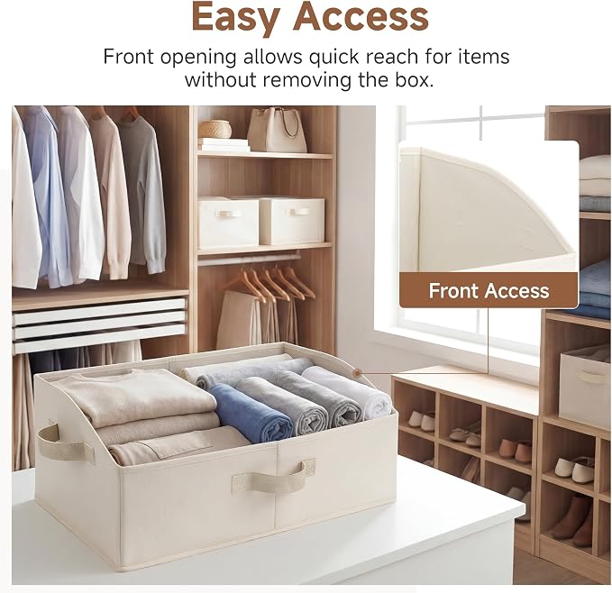 StorageWorks Closet Storage Bins Trapezoid, Beige, Large, 3-Pack | Linen Closet Organizer and Storage, Closet Organizer Bins, Shelf Baskets for Clothes, Purses, Towels