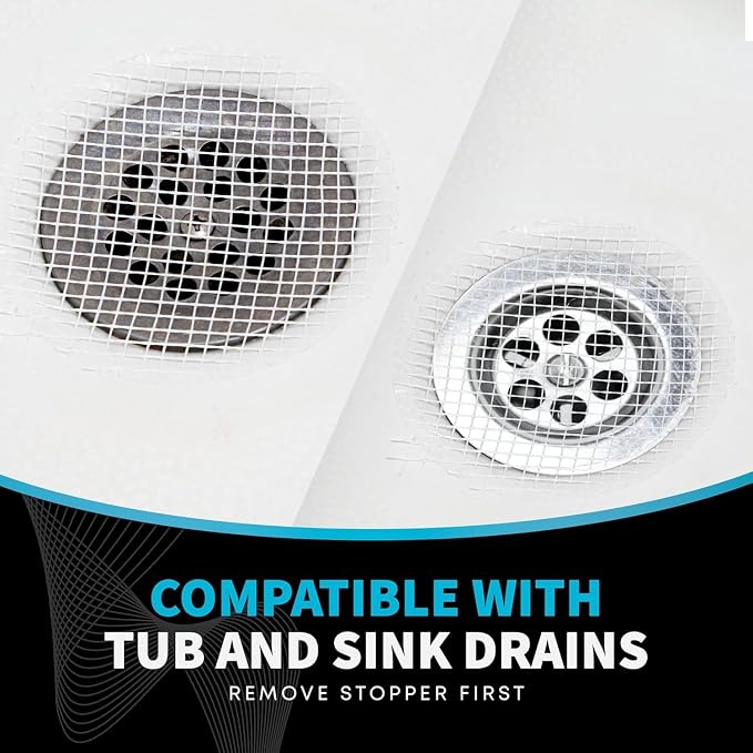 TubShroom 10 Pack Disposable Drain Cover - Hair Catcher Mesh Sticker Strainers for Shower Bathtub and Bathroom - Hair Catcher Sticker Drain Protector - 2 Month Supply