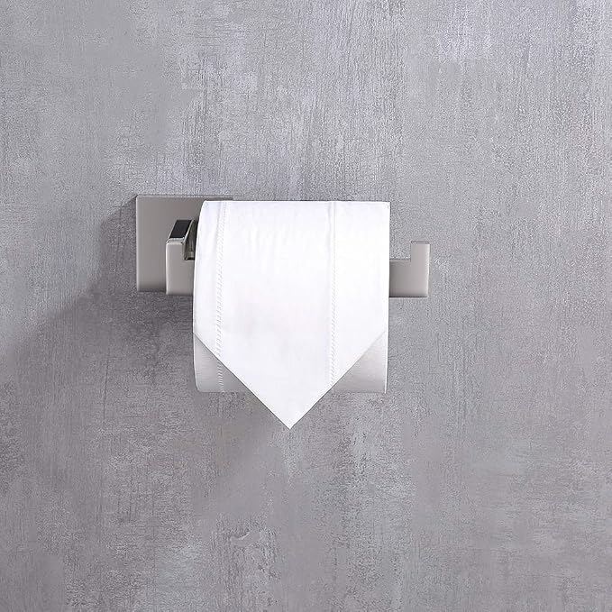 TASTOS Polished Chrome Toilet Paper Holder SUS304 Stainless Steel, Modern Square Half Open Bathroom 5 inch TP Holder Wall Mount Rustfree Tissue Roll Dispenser for Washroom Kitchen 2 Pack