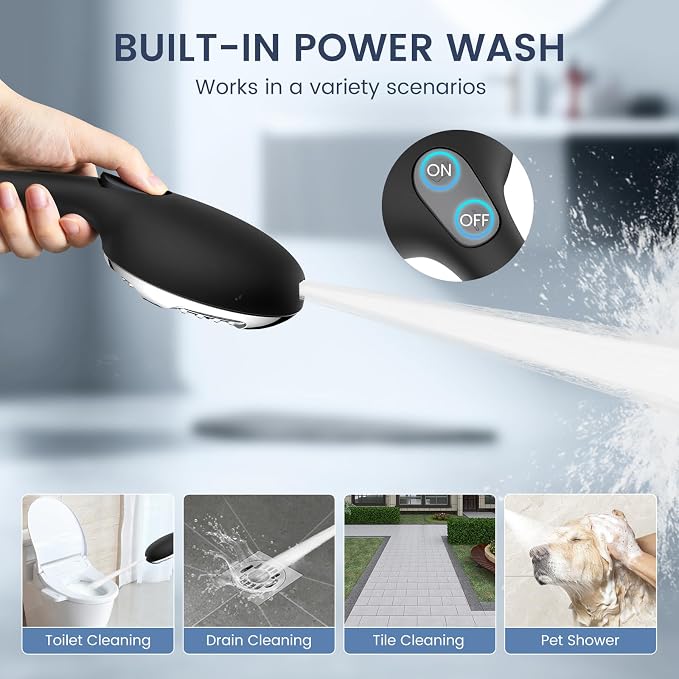 FEELSO Filtered Shower Head with Handheld, High Pressure 7-Spray Showerhead | Shower Filter Head for Hard Water, Remove Chlorine, Reduce Dry Itchy Skin, Anti-clog Nozzles, Power Wash to Clean Tub&Pet