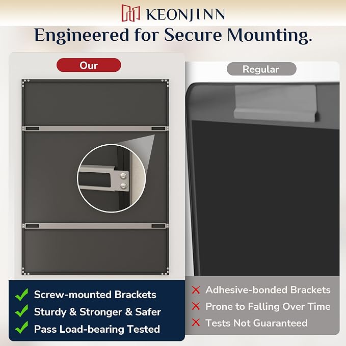 Keonjinn 72 x 36 Inch Black Oversize Bathroom Mirrors for Over Sink | Metal Frame, Rectangular Mirror for Wall, Safety Tempered Glass, Square Corner, Ideal for Hallway or Living Room