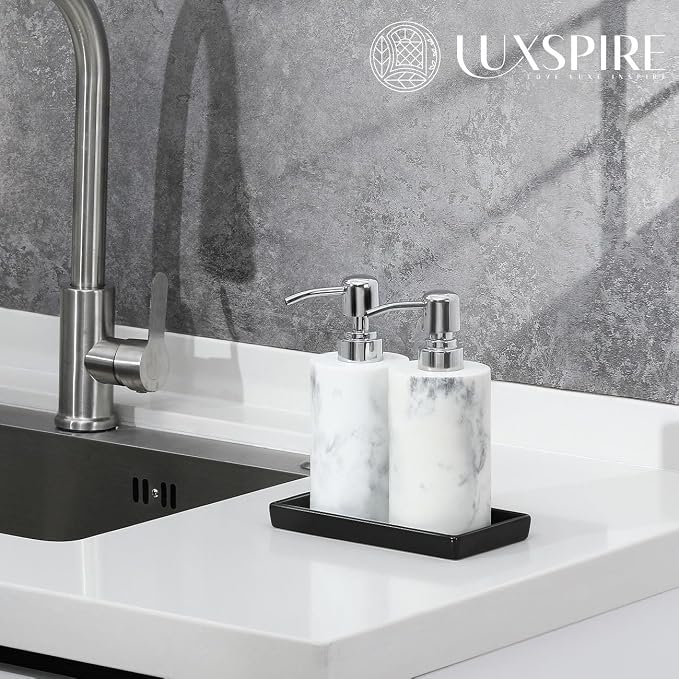 Luxspire Bathroom Vanity Tray Ceramic Perfume and Jewelry Dish, Mini, Black | 6.7 x 3.5 inch Smooth matte ceramic, easy clean, anti-slip bottom, organize soap dispenser jewelry candles