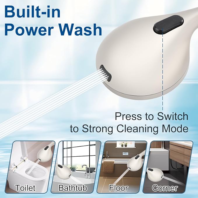 Shower Head with Handheld - All Metal Holder and Long Hose, High Pressure | All Metal Holder and Long Hose, Multi Mode Adjustment High Pressure Showerhead Sprayer