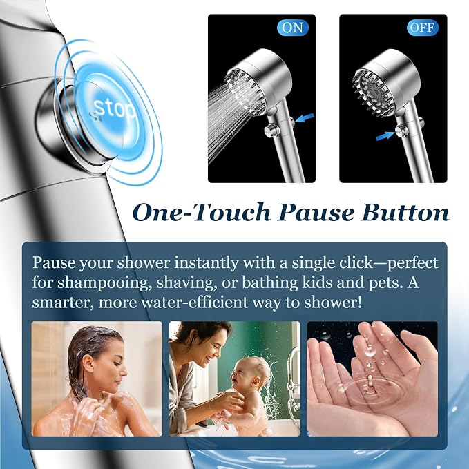 FEELSO Filtered Shower Head with Handheld, High Pressure Shower Filter Head | ON/OFF Switch, Anti-clog Nozzles, 4 Spray Showerhead with Filters for Hard Water, Remove Chlorine, Reduce Dry Itchy Skin