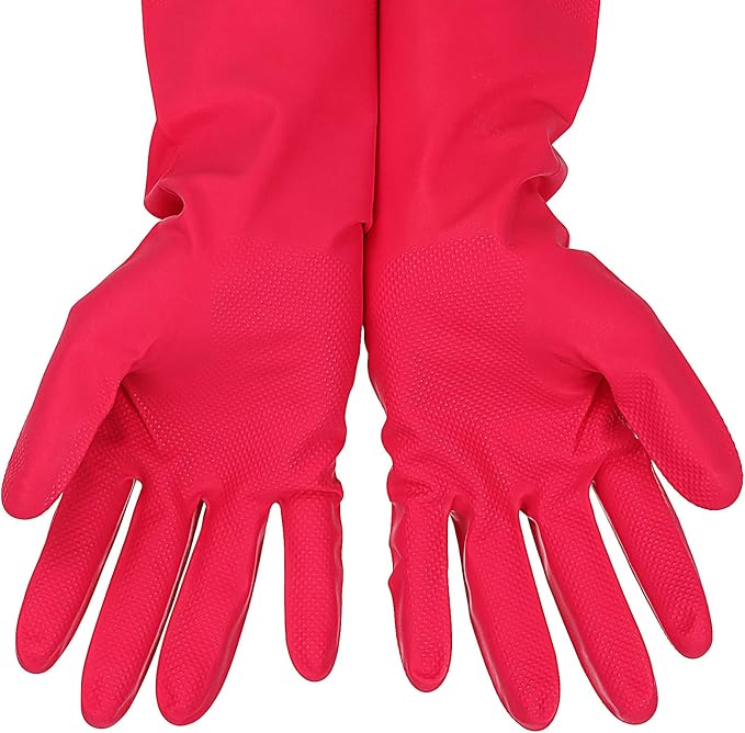 Latex Free Nitrile Cleaning Gloves, Medium, 3 Pairs | 12 Mil Thick, Reusable Gloves with Non-Slip Grip, Waterproof for Dishwashing, Kitchen, Bathroom & Household Cleaning