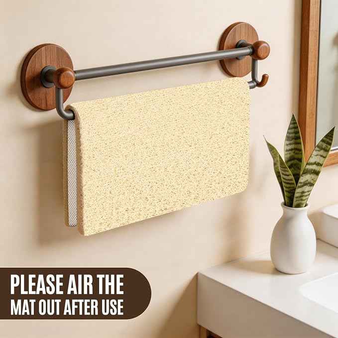 24 * 24in Shower Mat Bathtub Mat Non Slip | Bathmats Non Slip, Quick Drying Foot Scrubber Loofah Mats for Inside Shower, Tub, Bathroom, Home, Beige