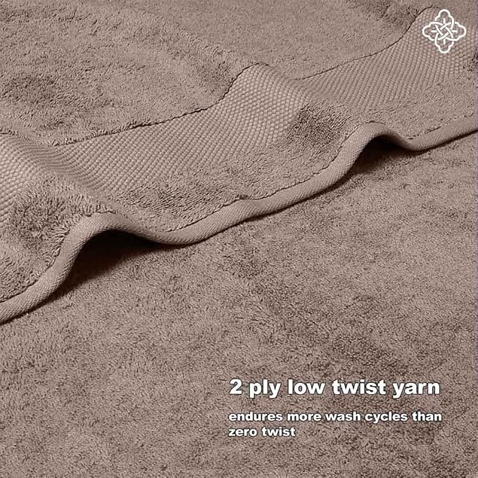 100% Organic Cotton 700 GSM Plush Washcloths 13" x 13" GOTS Certified - Taupe, Pack of 12