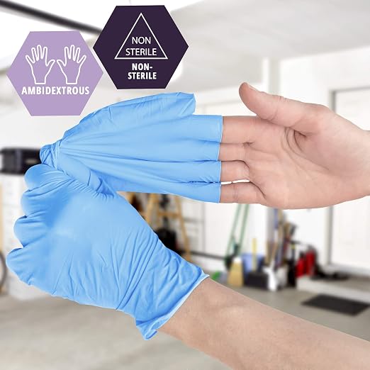 MED PRIDE Nitrile/Vinyl Blend Exam Gloves,Powder-Free,Blue,Medium,1000-Ct