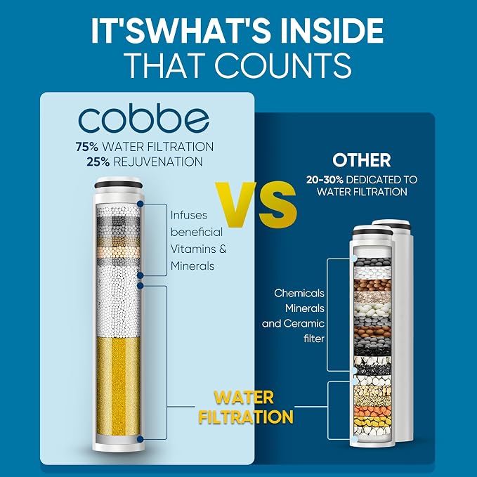 Cobbe Filtered Shower Head with Handheld, High Pressure 6 Spray Mode Showerhead with Filters, Water Softener Filters Beads for Hard Water - Remove Chlorine - Reduces Dry Itchy Skin, Brushed Nickel
