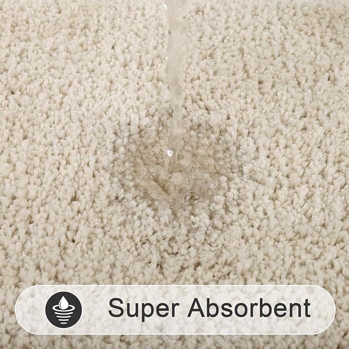 SHACOS Soft Microfiber Bathroom Rugs Set of 2 Pieces, Light Beige | 32x20 + 24x16, Absorbent Plush Bath Rugs, Non Slip Washable Shaggy Bath Mats, Fluffy Bathroom Runner Floor Mats Shower Rug