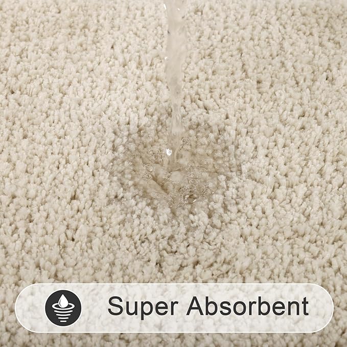 SHACOS Soft Microfiber Light Beige Bathroom Rugs Sets 2 Pieces 32x20 inch | Absorbent Plush Bath Rugs, Non Slip Washable Shaggy Bath Mats, Fluffy Bathroom Runner Floor Mats Shower Rug