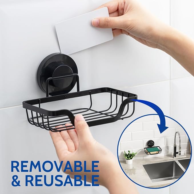 Soap Holder,Shower Soap Dish,Suction Cup,Stainless Steel,Black | bar soap holder,storage soap & sponge for bathroom,bathtub,shower,kitchen,sink,wall mounted,no drilling removable waterproof