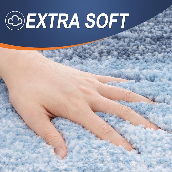 OLANLY Large Bathroom Rugs 47x32, Extra Soft Absorbent Microfiber Bath Rugs | Blue, Non-Slip Quick-Drying Rubber Backing, Machine Washable Plush Bath Mat for Floor, Tub and Shower, Home Decor Accessories