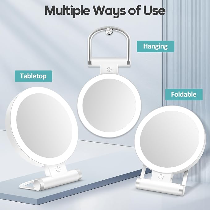 Magnifying Mirror with Light 30X, Double-Sided 1X/ 30X Magnifying Makeup Mirror with Tweezer, 2000mAh 3 Colour Modes with Adjustable Brightness,Foldable Travel Mirror(9" L x 7" W)