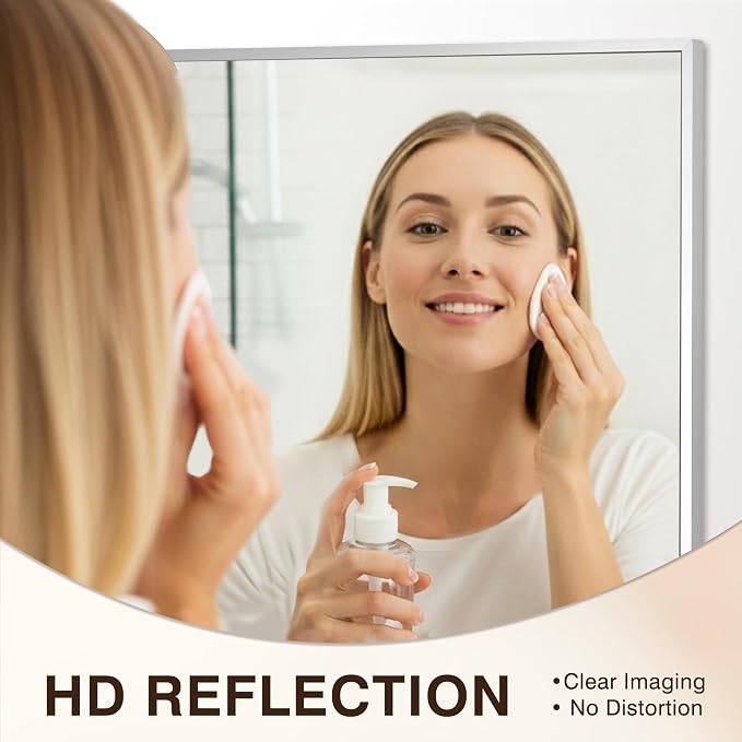 FICTOR Bathroom Vanity Mirror for Over Sink, 30" x 40", Silver | Anti-Rust Frame, Shatterproof Tempered Glass, Vertical/Horizontal Wall Mounted Mirror for Bedroom, Entryway, Living Room