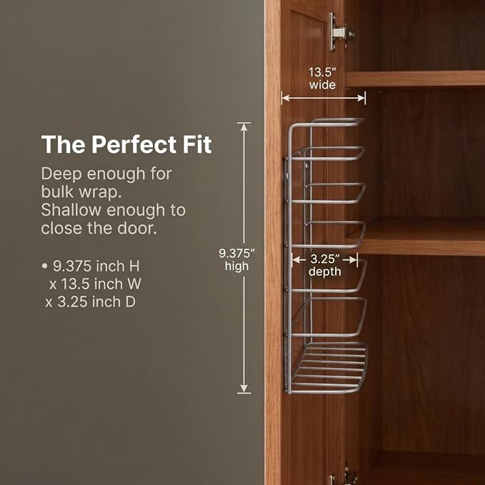 Household Essentials Tall Door Mount Cabinet Organizer with Steel Wire Frame in Nickel Powder Finish, Silver