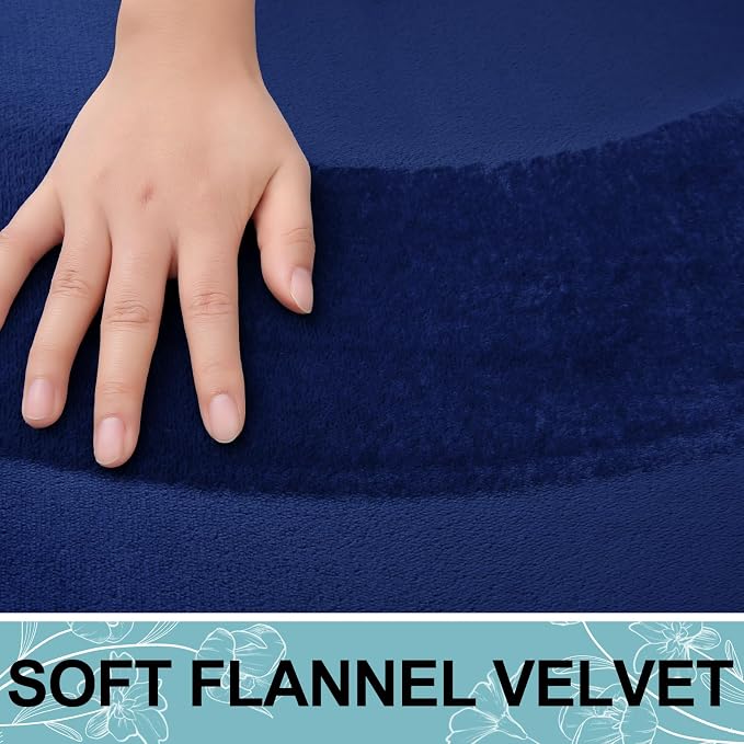 Smiry Memory Foam Toilet Rugs 20x20, Extra Soft Absorbent Bathroom Rugs | Navy Blue, Quick Dry Machine Washable Non-Slip Contour Bath Mat for Toilet