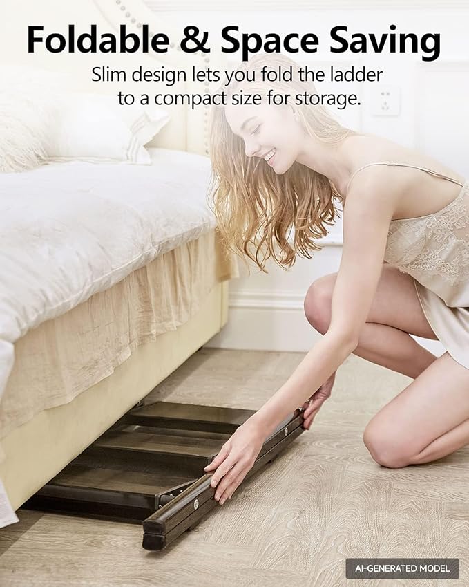 3 Step Ladder, Folding Step Stool, Lightweight Stepladder, Black | Anti-Slip 7.9'' Wide Pedal;Space-Saving;For Kitchen, Home, Library, Office Use;300lbs Capacity