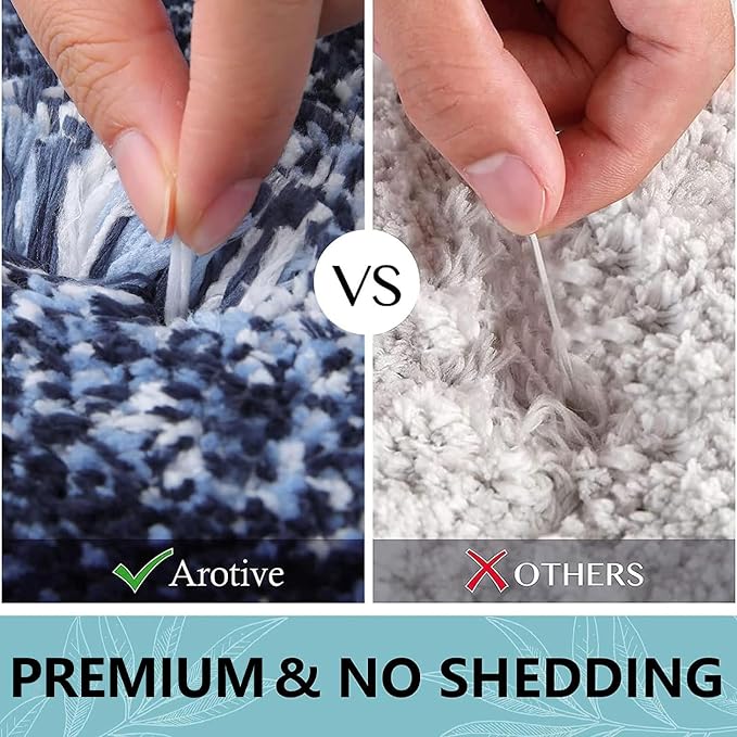 Arotive Microfiber Bathroom Rugs, Shaggy Soft Absorbent Bath Rug, 59x24 | DarkBlue, Rubber Backing Thick Plush Machine Washable Dry Bath Mats for Bathroom, Tub and Shower, Rectangular