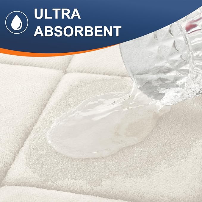 OLANLY Memory Foam Bath Mat 30x20, Ultra Soft and Absorbent Bathroom Rugs | Ivory, Quick Dry, Machine Washable Shower Bath Rugs, Comfortable Bath Carpet for Bathroom Floor, Tub and Shower