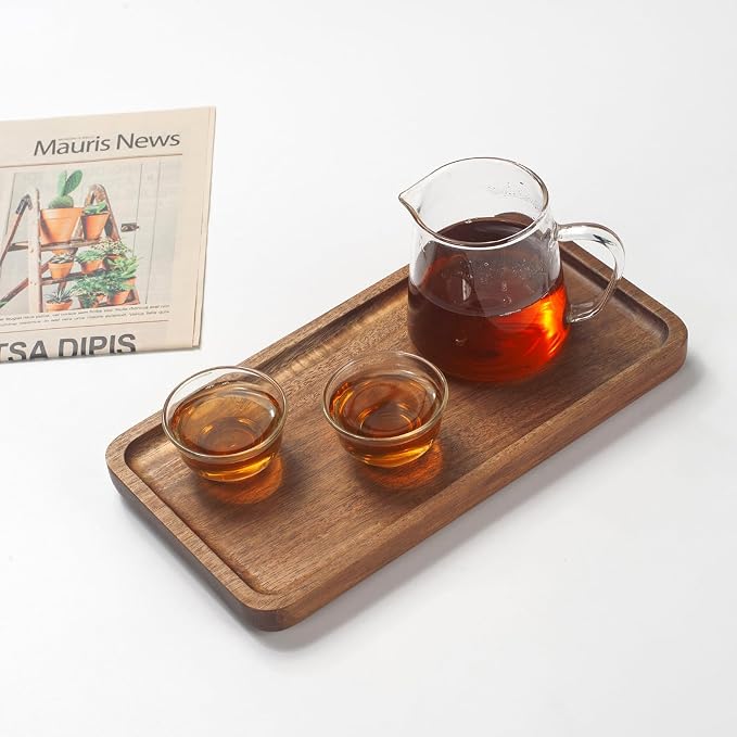 Bathroom Vanity Tray, Bathroom Tray for Counter, Toilet Tank Tray, Wood Bathroom Tray for Organizing and Home Decor (9.8 x 5.1 x 0.8 inch)