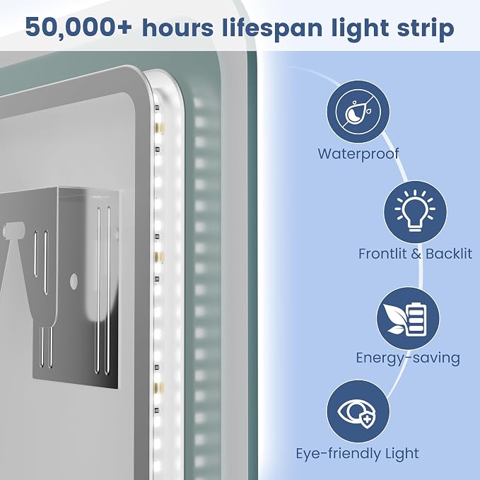 STARLEAD 36"x36" LED Bathroom Mirror with Bluetooth Speaker, Dimmable Lighting, 3 Color Temperature, Anti-Fog, Touch Control, Wall Mounted Vanity Mirror for Daily Routines