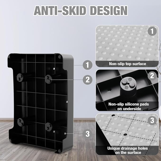HBTower Mobility Step Stool for Adults & Seniors,Non-Slip Platform | Portable Riser, Safety Step for Car, Bedside, Office, Shower, Stairs, Gery