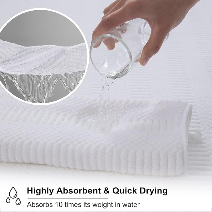 2 Piece White Geometric Hand Towel Set 16"x31" Soft Highly Absorbent Quick Dry Bathroom Towels Microfiber Plush Towels Set Woven Towels for Kitchen Hotel Spa Gym