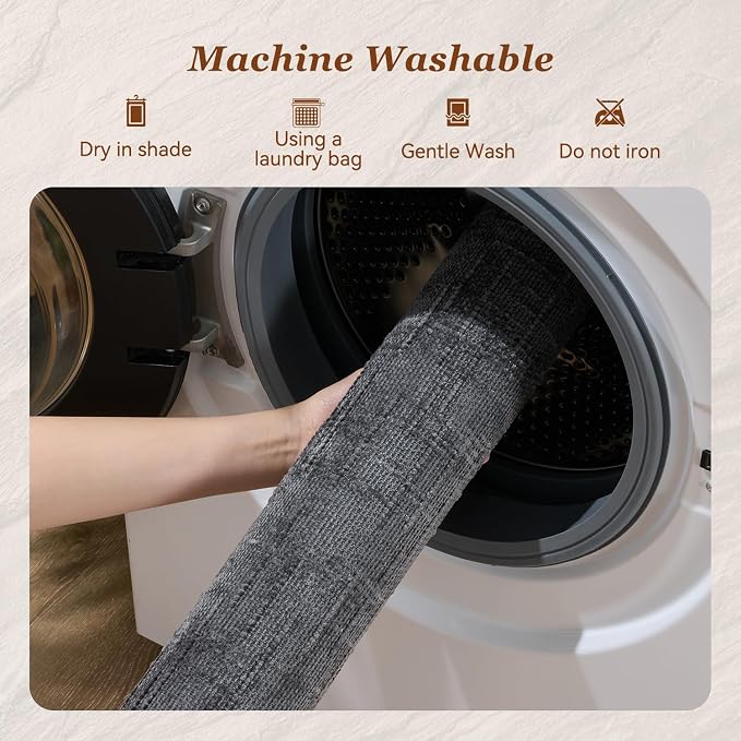 AMOAMI Bath Mat Non Slip Super Absorbent Quick Dry Bath Mats for Bathroom Floor Rubber Backing Washable Bathroom Rugs Modern Woven Jacquard Mat, Beside Tub Bath Rugs, 2' x 6', Darkgrey