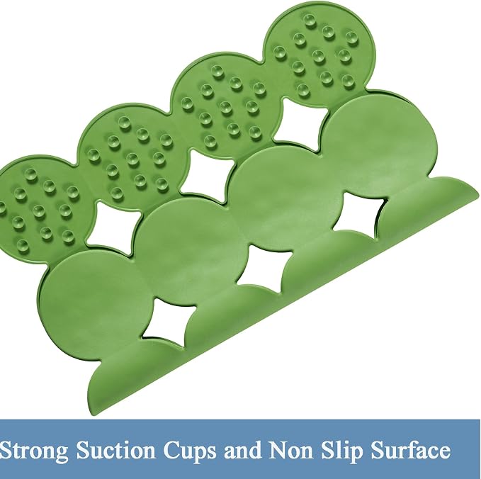 Webos Square Shower Mat Nonslip - Rubber Bathtub Mat with Suction Cups for Inside Shower Bathroom Floor (Green, 21X21)