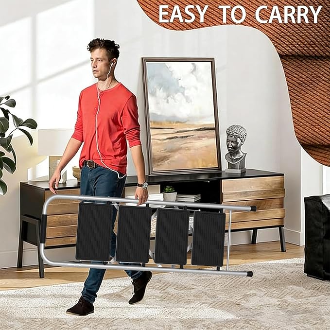 Step Stool for Adults,4 Step Ladder Folding 330lbs Anti Slip Step Ladder,Foldable Ergonomic Step Stool with Wide Pedal for Home, Kitchen, Office (Sliver)